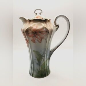 Antique Bavarian Porcelain Chocolate Pot RS Bavaria Gold Trim